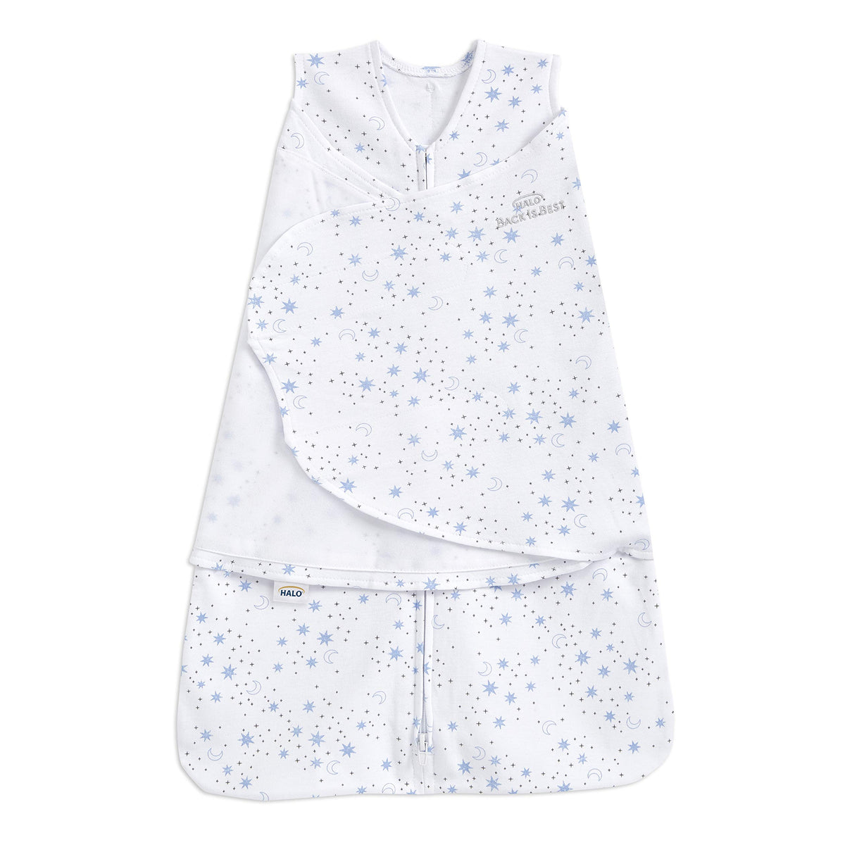 HALO 100% Cotton Sleepsack Swaddle, 3-Way Adjustable Wearable Blanket, TOG 1.5, Space, Small, 3-6 Months