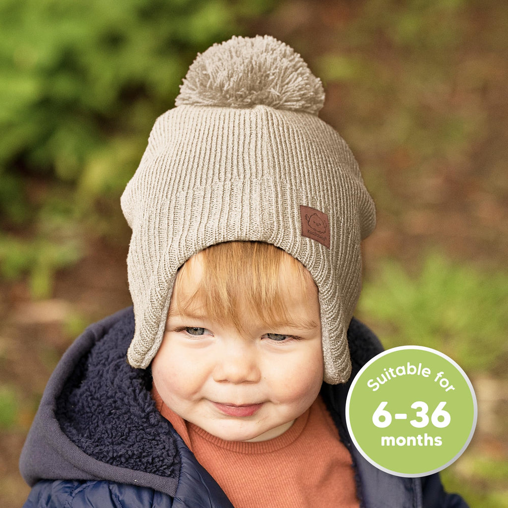 KeaBabies Baby Beanies, Winter Baby Hats for Boys, Girls (Cream, 6-36M)