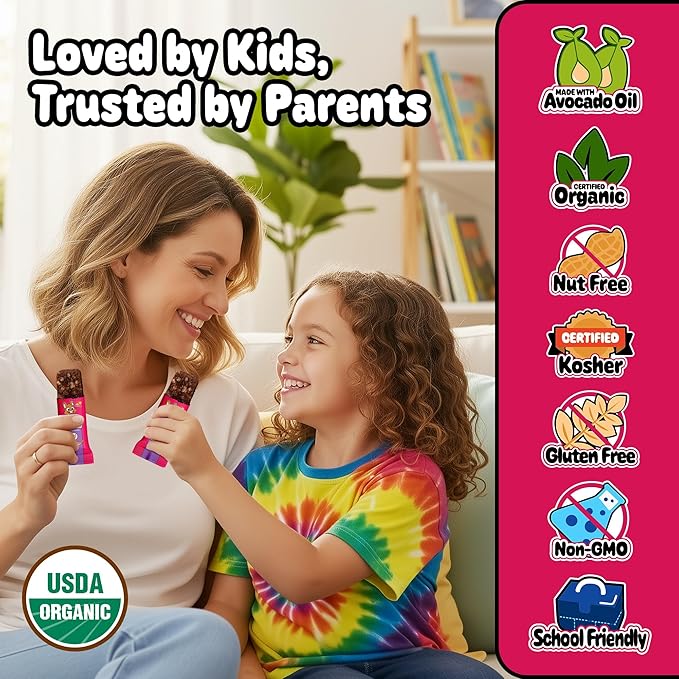 Snakkidz Organic Chewy Granola Bar, Allergen Free, Made with Avocado Oil, Low Sugar (45 Bars, Chunky Monkey)