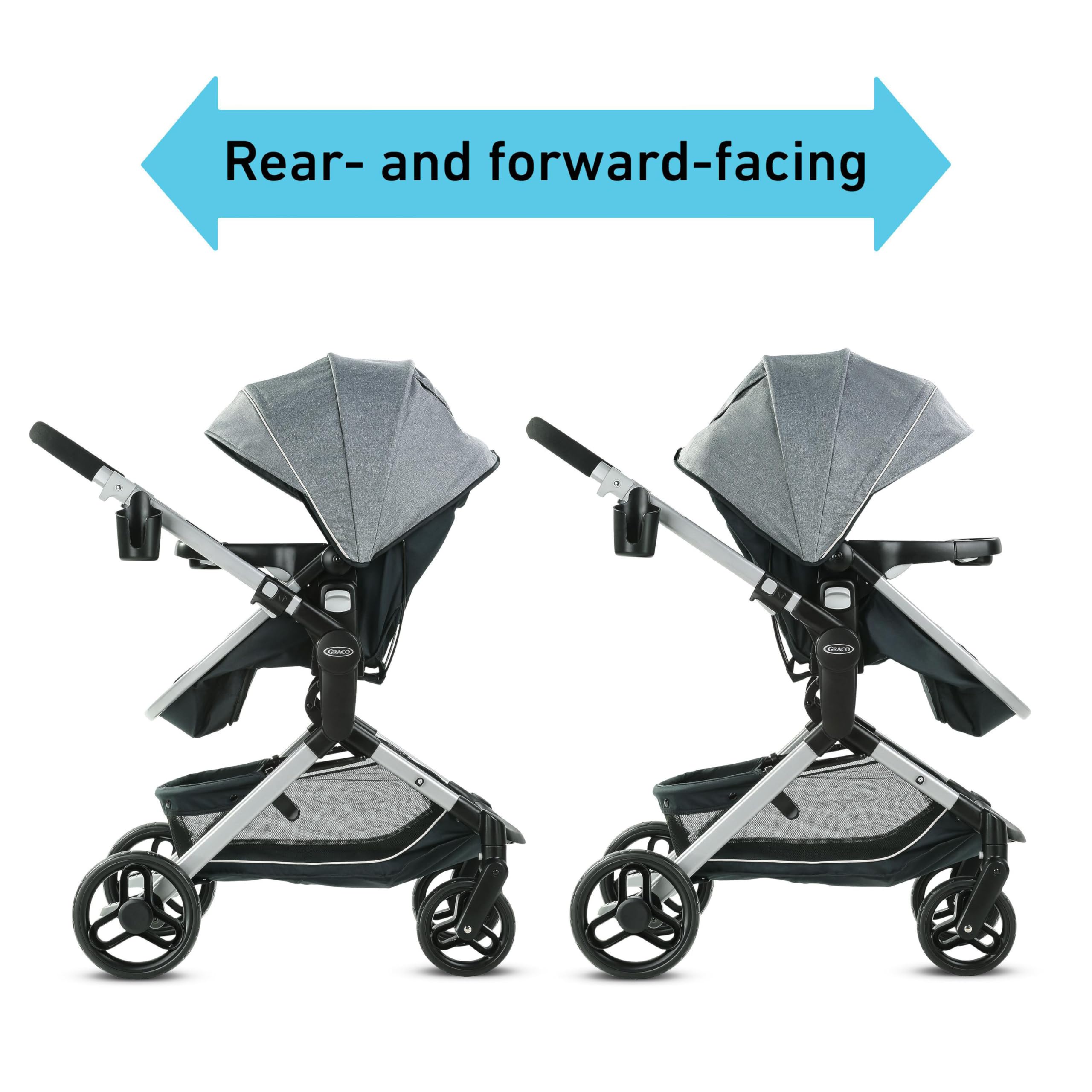 Graco Modes Nest Travel System, Car Seat and Stroller Combo, Includes: SnugRide DLX Infant Car Seat, and Reversible Baby Stroller, Norah