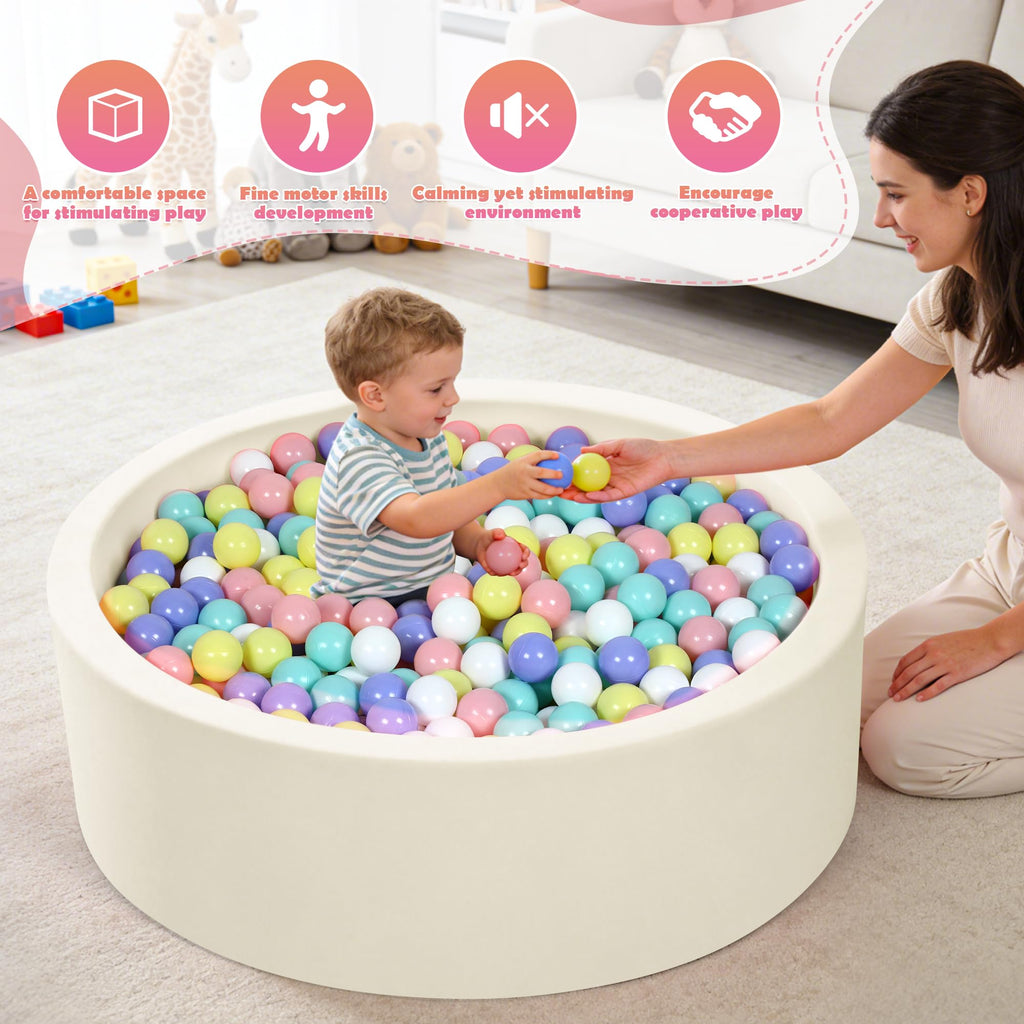 Baby Foam Ball Pit, 35.4"x 11.8" Ball Pits for Toddlers White