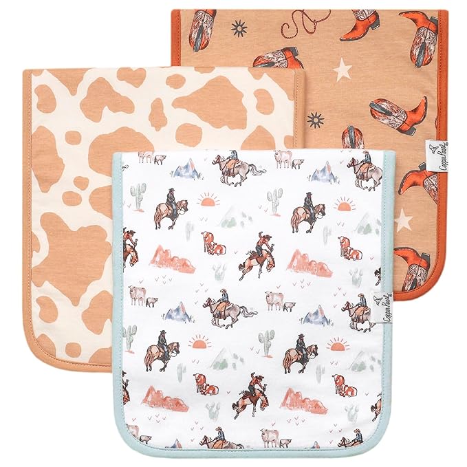 Copper Pearl Baby Burp Cloth Large 21''x10'' Size Premium Absorbent Triple Layer 3-Pack Gift Set Boone