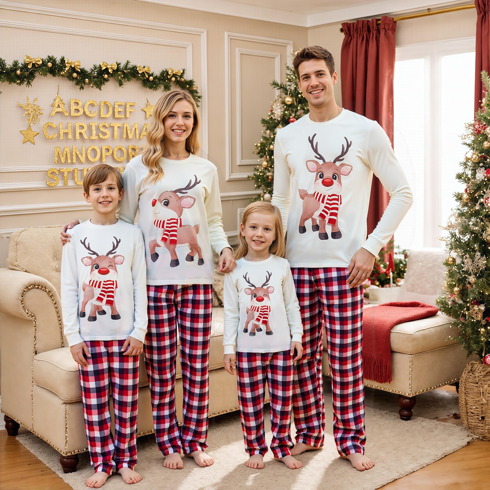 Awoscut Family Christmas Pajamas Matching Pajamas for Family, Xmas PJs Sets Holiday Sleepwear(#311, Men, 3XL)