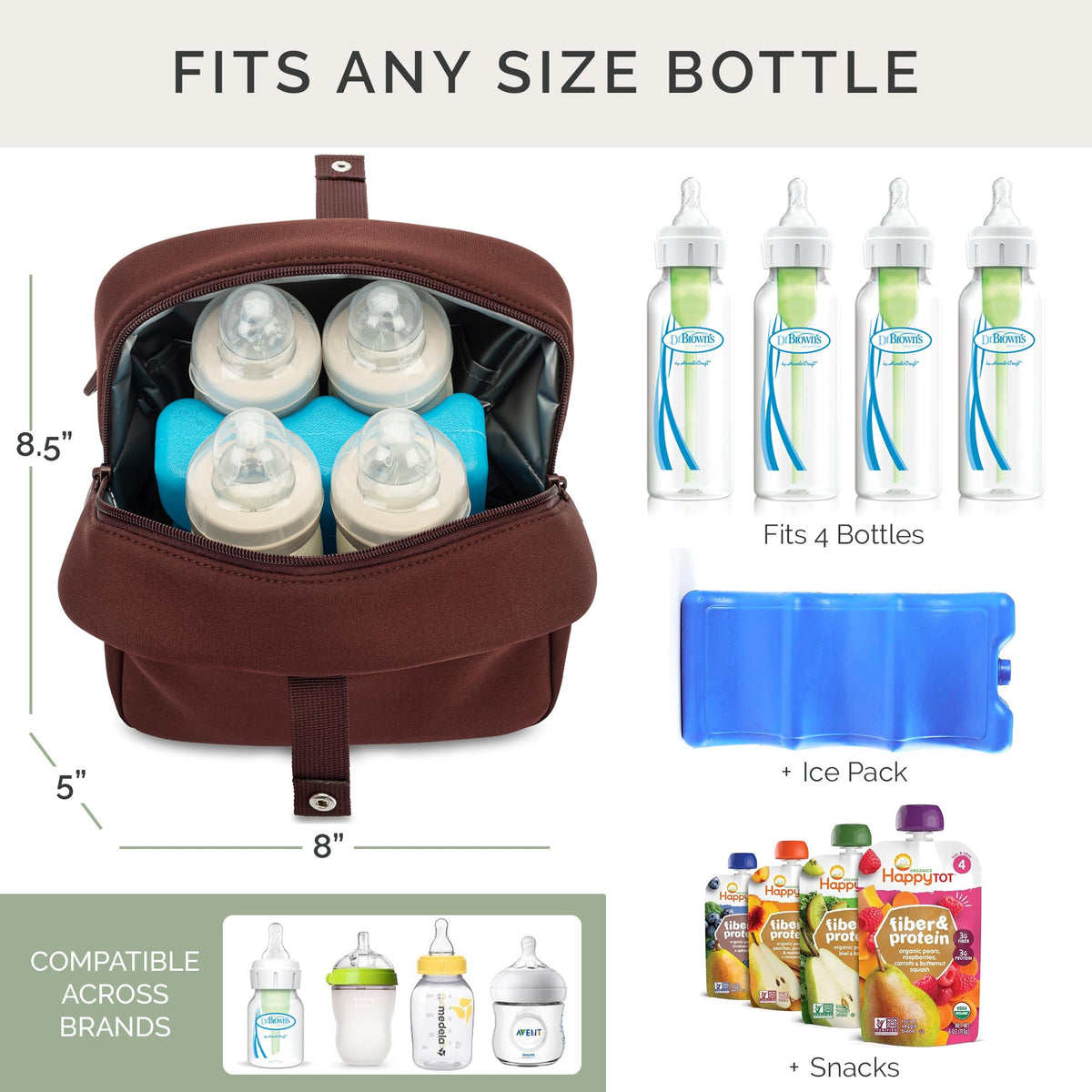 Parker Baby Co. Drift Neoprene Bottle Cooler, Insulated Travel Bag - Raisin