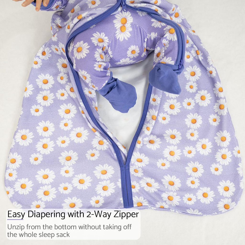 LollyBanks Baby Sleep Sack 6-12 Months for Girls, 100% Cotton Newborn Swaddle Sack with 2-Way Zipper, Soft and Airy Toddler Sleeping Bag, Newborn Essentials (Daisy Print)