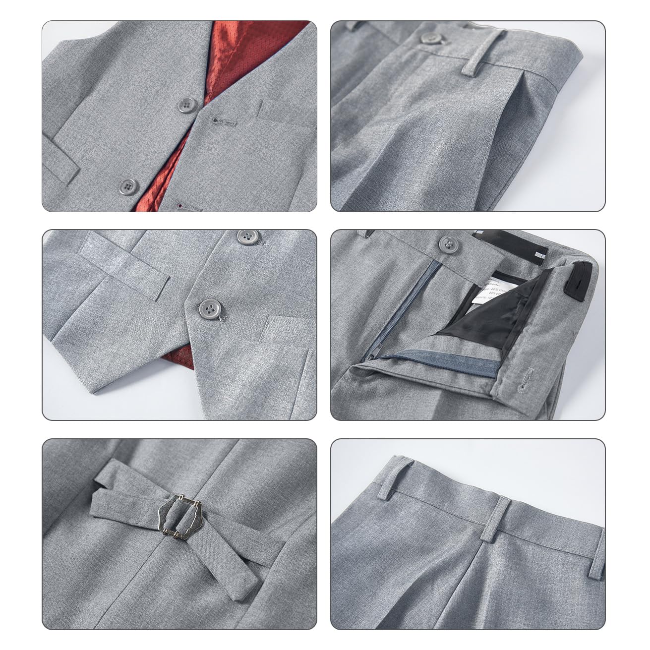 Boys Suit Set for Kids Formal Tuxedo Suits for Wedding, Light Grey, 4T
