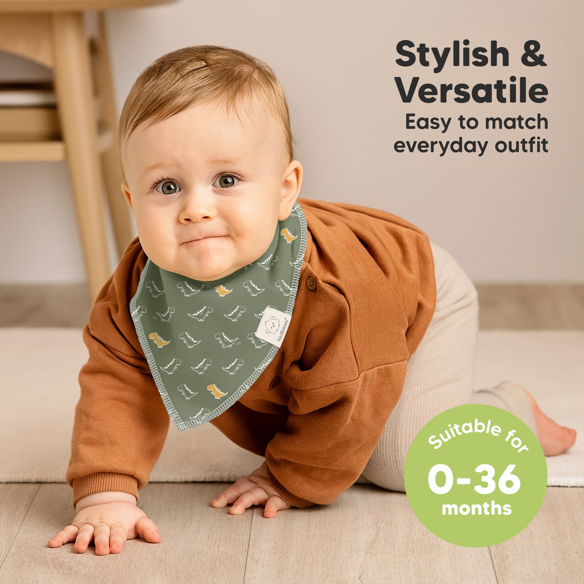 8pk Organic Baby Bandana Bibs for Drooling and Teething (Mesozoic)