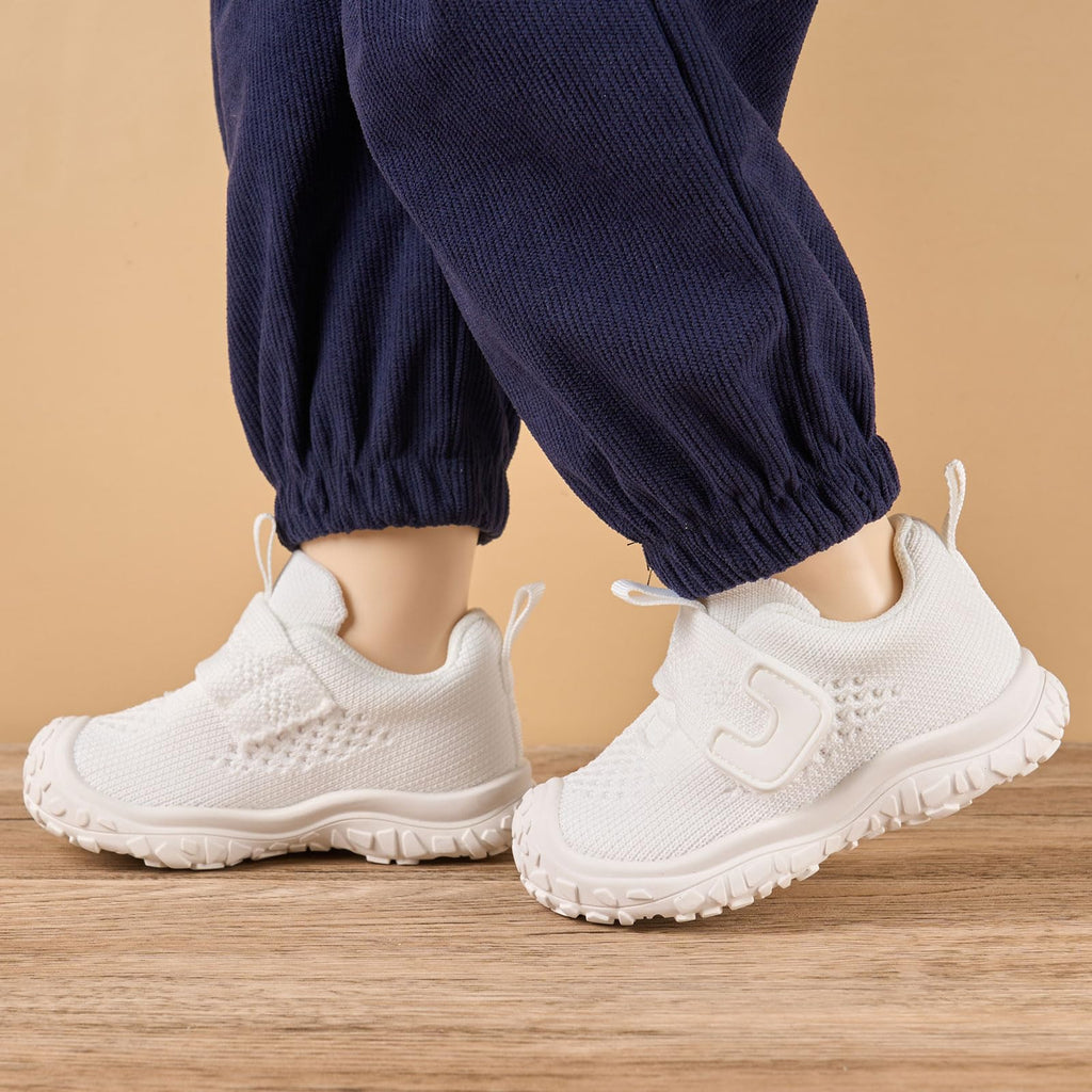 Newsonet Baby Shoes Boys Girls First Walker Sneakers Walking Non-Skid Lightweight Mesh Shoes White Size 6-12 Months Infant