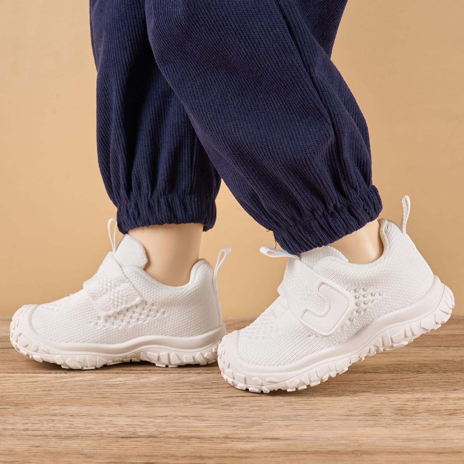 Newsonet Baby Shoes Boys Girls First Walker Sneakers Walking Non-Skid Lightweight Mesh Shoes White Size 6-12 Months Infant