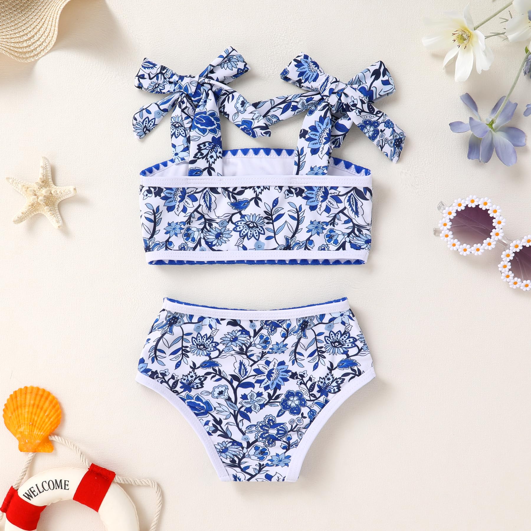 YOUNGER TREE Toddler Girls Two Pieces Swimsuit Color Block Stripe Swimwear Summer Beach Bathing Suit
