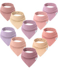Diaper Squad 10-Pack 100% Organic Muslin Cotton Baby Bibs for Baby Boy, Girl (Girly Solids - 100% Muslin, 10-Pack)