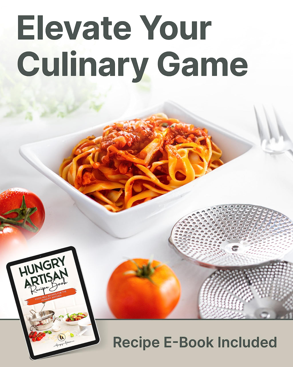 Hungry Artisan Stainless Steel Food Mill for Tomato Sauce & Canning