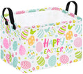 DUYIY Rectangle Gift Storage Basket Home Shelf Storage Basket Organizer Box Clothes Laundry Hamper Nursery Basket Laundry Basket with Handles (easter egg)