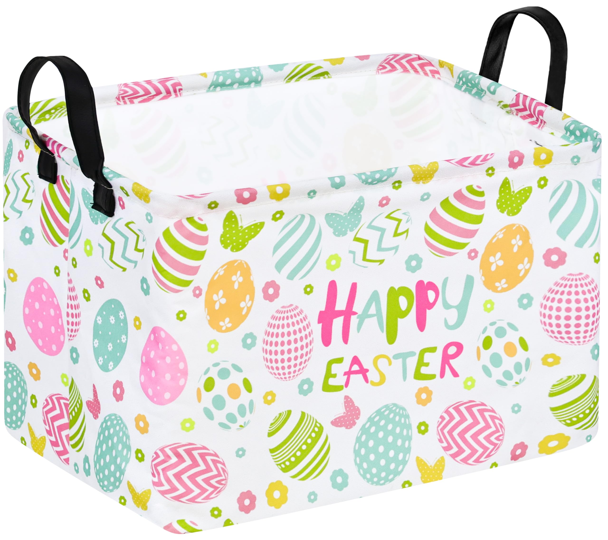 DUYIY Rectangle Gift Storage Basket Home Shelf Storage Basket Organizer Box Clothes Laundry Hamper Nursery Basket Laundry Basket with Handles (easter egg)