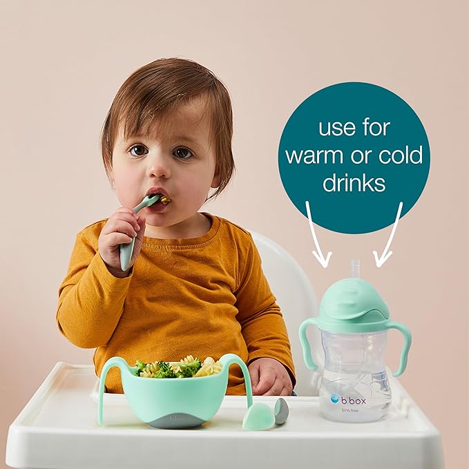 b.box Sippy Cup with Weighted Straw, Leak & Spill Proof, Easy Grip, BPA Free, Dishwasher Safe, Sip from Any Angle. Ideal for Babies 6m+ to Toddlers. (Sage, 8oz)