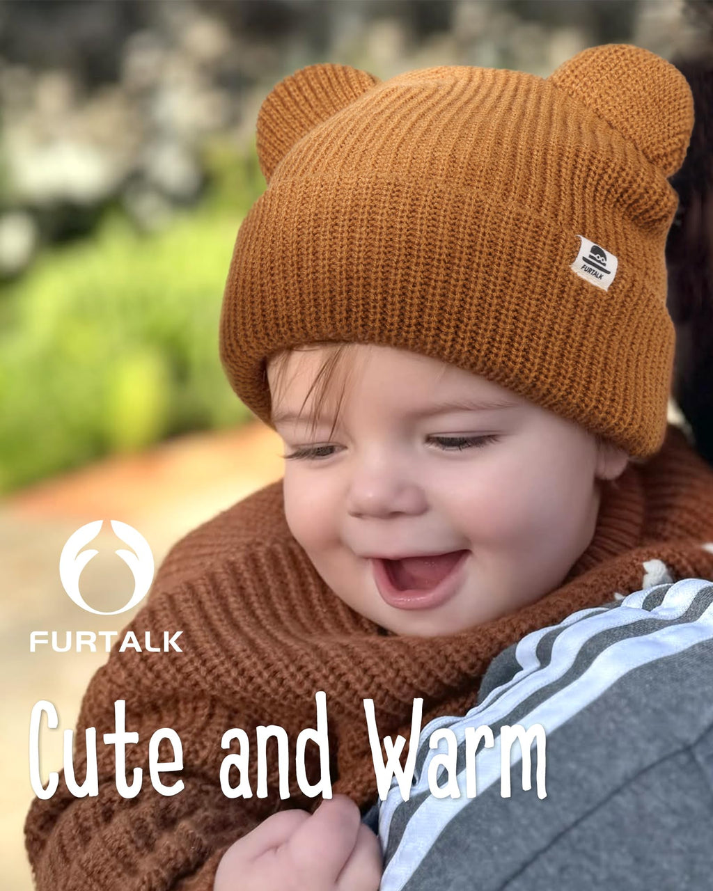FURTALK Baby Beanie with Bear Ear Warm Knit Winter Hat for Infant Toddlers
