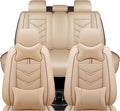 Leather Car Seat Covers Fit for LR Range Rover 2022-2025, 5 Seater Waterproof and Wear-Resistant Seat Cover Interior Accessories(Full Set with Pillow,Beige)