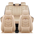 TENDER GLOW Leather Car Seat Covers Fit for LR Range Rover Sport 2023-2025, 5 Seater Waterproof and Wear-Resistant Seat Cover Interior Accessories(Full Set with Pillow,Beige)