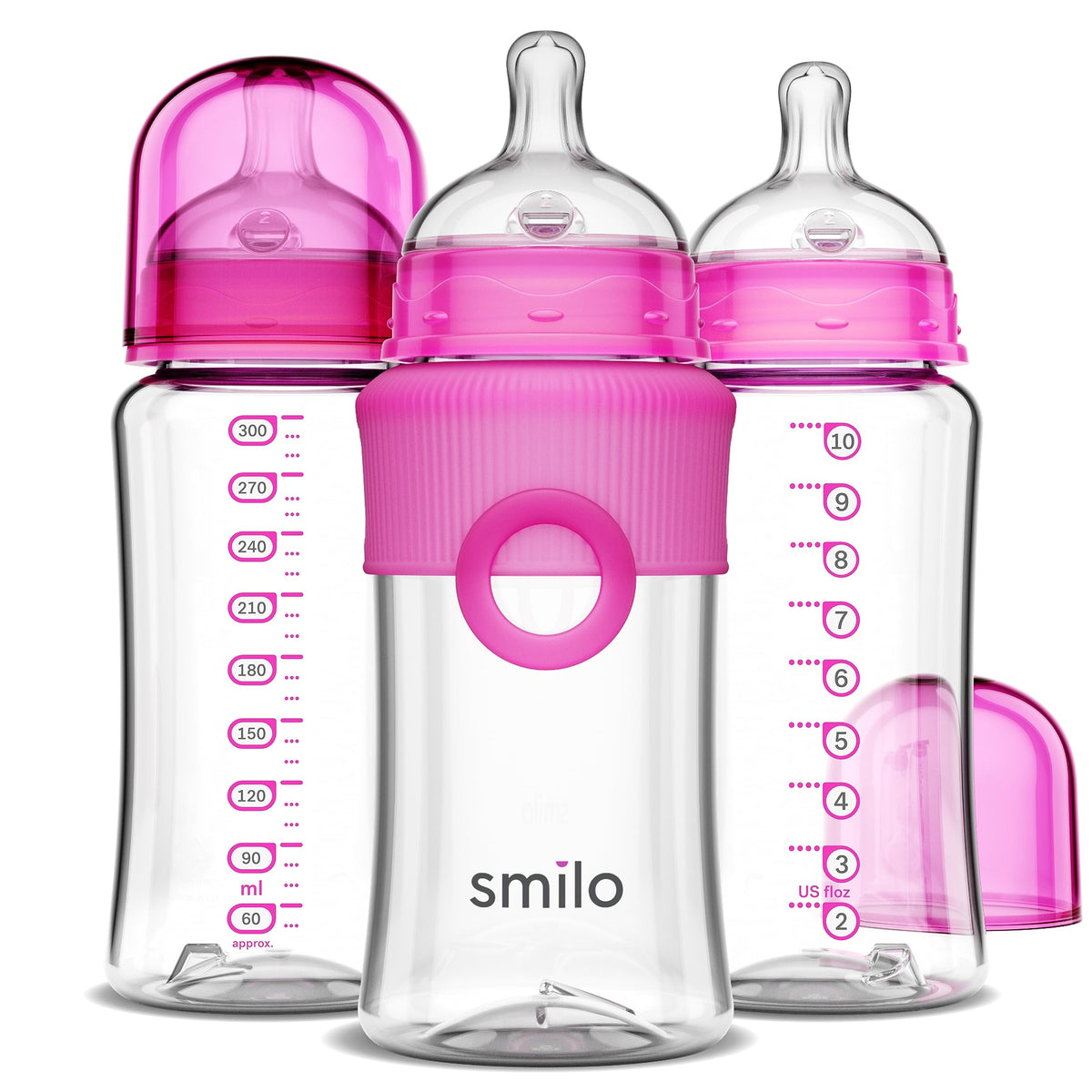 Smilo Baby Bottle Set with Stage 0 Slow Flow Anti Colic Nipple, 5 Oz / 150 ml Capacity, 3X Pack of Anti Colic Baby Bottles 0-3 Months - Glow in the Dark