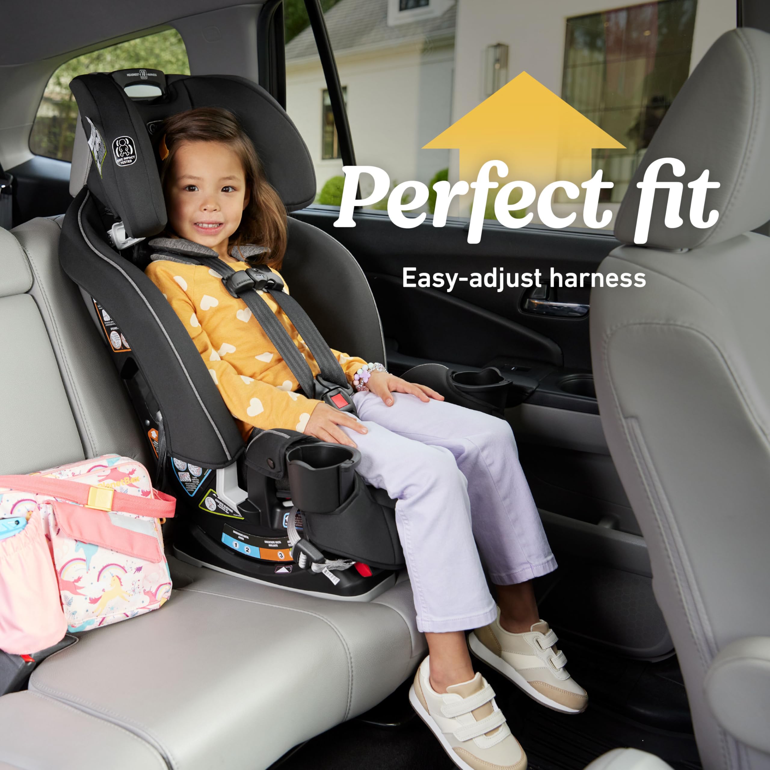 Graco® Slimfit 3-in-1 Convertible Car Seat, Ultra-Space-Saving Design, Silas, Suitable for Rear and Forward-Facing, Highback Booster Seat with 10-Position Headrest