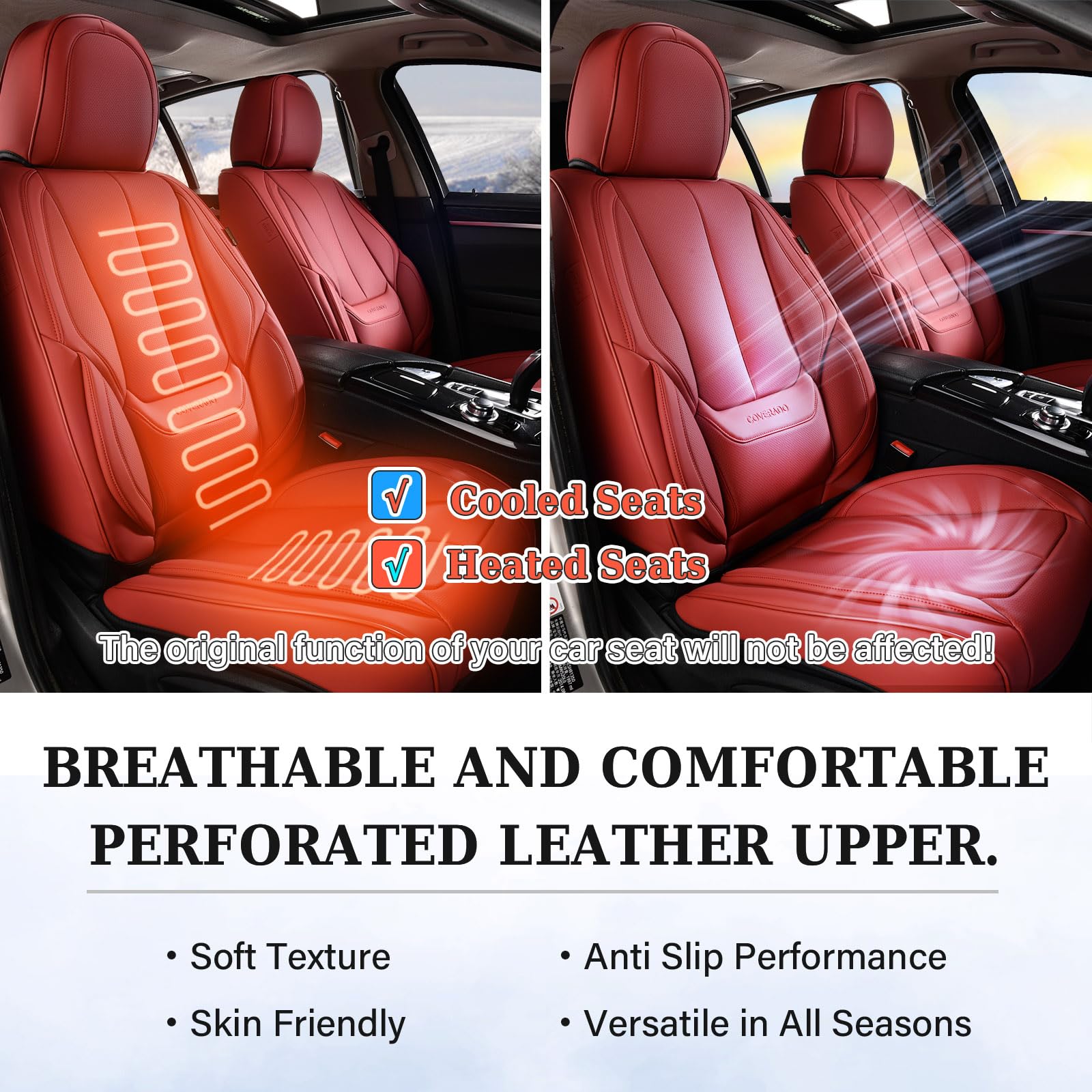 Coverado Car Seat Covers, Seat Covers for Cars, Waterproof Leather Auto Seat Protectors, Leather Car Seat Cushion, Car Interiors Accessories Universal Fit for Most Cars