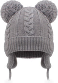Duoyeree Toddler Winter Hat with Earflap Scarf Hood Thick Warm Kids Skull Cap for Baby Girls Boys