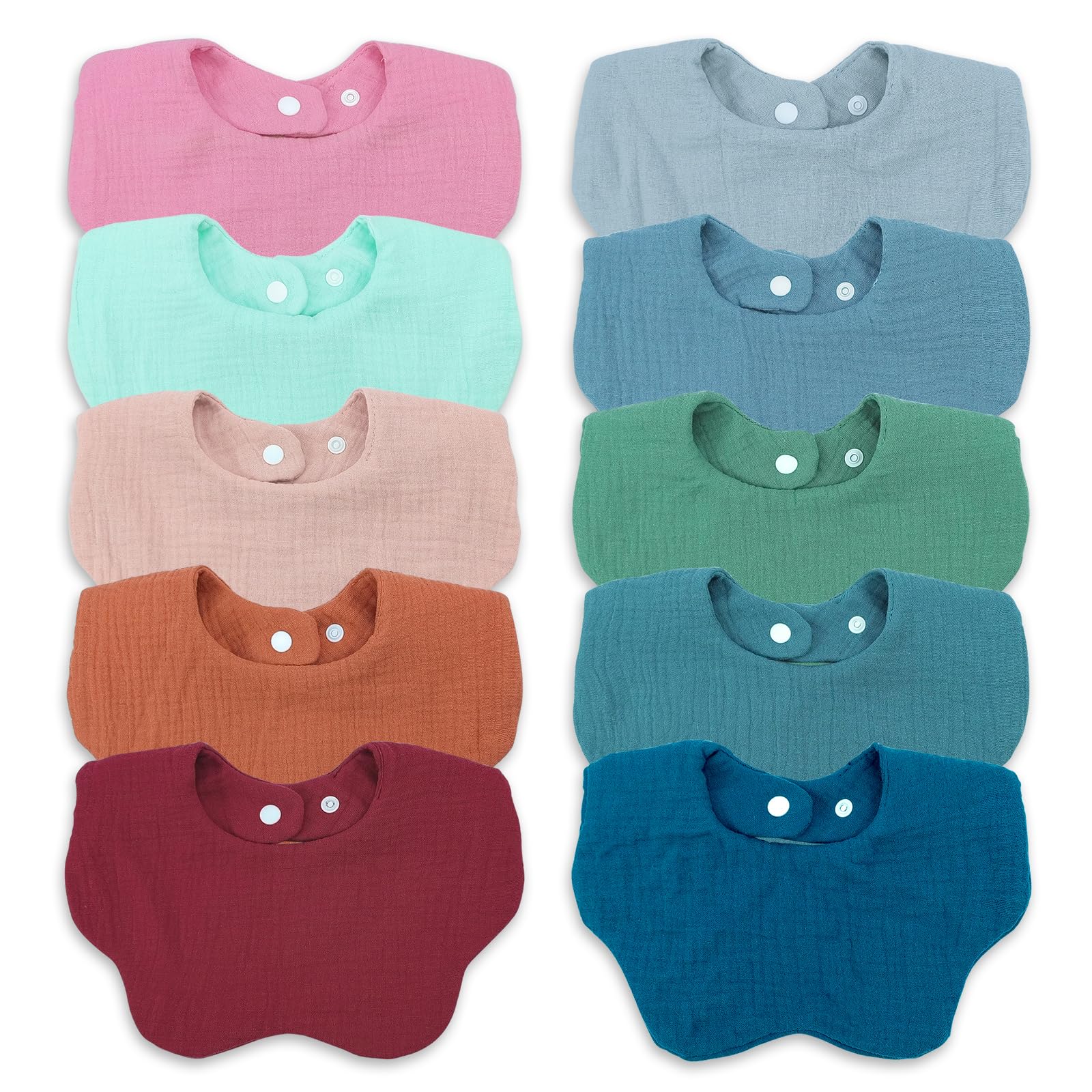 EllieHouse Baby Bibs for Girls Boys 10Pack Muslin Drool Teeth Drooling Teething Bibs Muslin Cotton for Infant Toddler Green