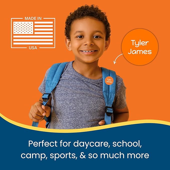 Name Bubbles - Basic Daycare Name Stickers for Kids (144 ct) - Personalized Waterproof Name Labels for School Supplies, Clothing Tags, Baby Bottles, All Ages - Washable Stick-On Labels (Color Combos)