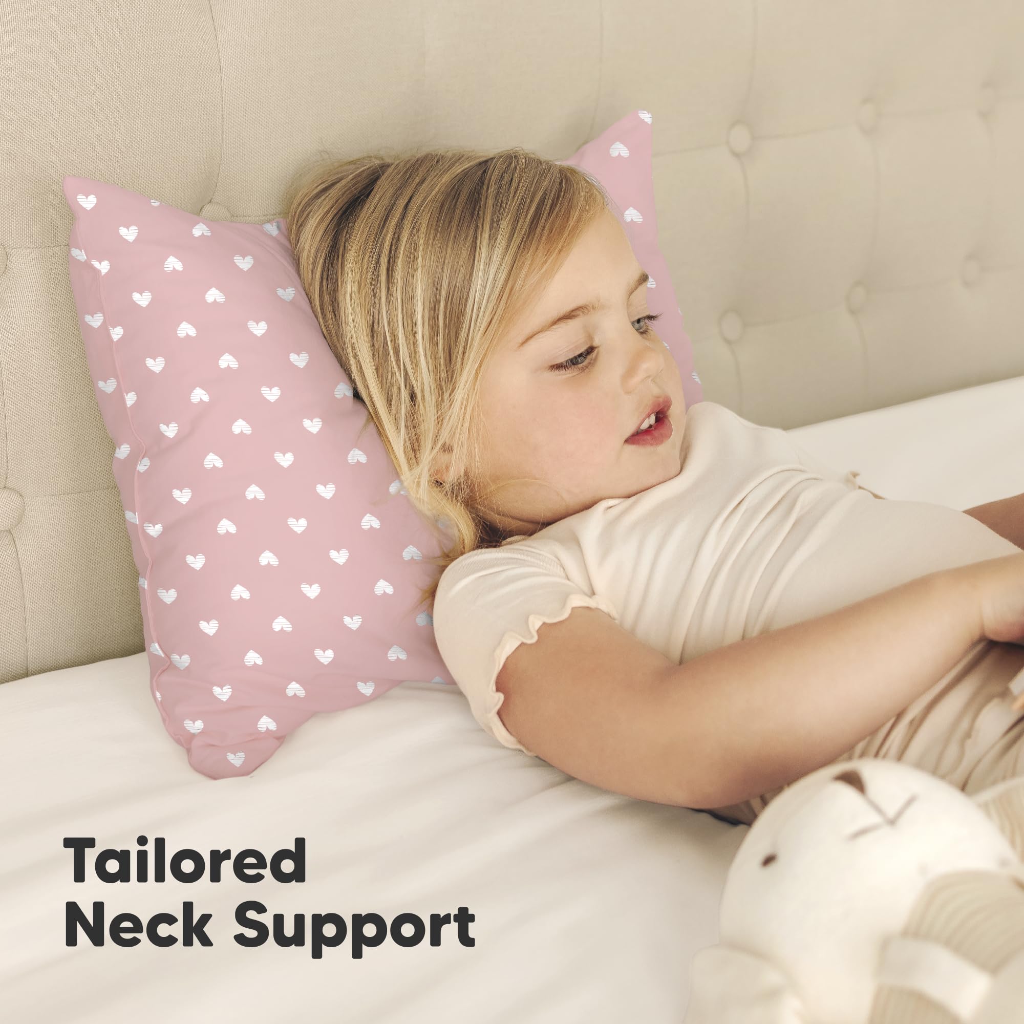 KeaBabies 2pk Toddler Pillows 2 Year Old to 5,13x18 Kids Pillow (Hearts)