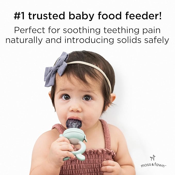 Moss and Fawn Forage Feeder - Soothing Silicone Frozen Breast Milk Popsicle & Baby Food Teething Toy, Pacifier, Fruit Feeder, & Teether - BPA, PVC & Phthalate-Free - Fern