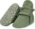 Zutano Unisex Organic Cotton Baby Booties With Gripper Soles, Olive, 24M