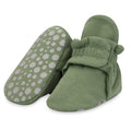 Zutano Unisex Organic Cotton Baby Booties With Gripper Soles, Olive, 24M