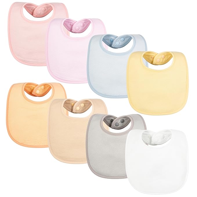 Tiny Twinkle 8 Pack Baby Bibs for Drooling and Teething – Waterproof & Absorbent Bibs for Baby Girl & Boy, Machine Washable Infant Bib Set for Newborns and Toddlers (Girl Macaron 8-Pack)