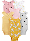 Simple Joys by Carter's Baby Girls' Sleeveless Bodysuit, Pack of 6, Multicolor/Dots/Floral/Stripe, 0-3 Months