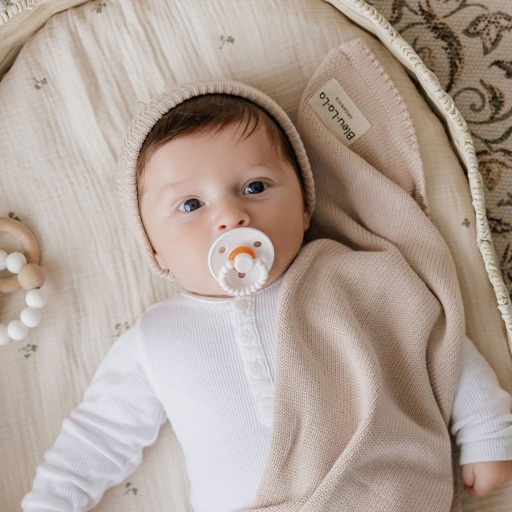 Luladream Pacifier - Natural Rubber Nipple - Soft Teething Handle - for Infants Baby's and Toddlers, 0-18 Months (Camel + Cream)