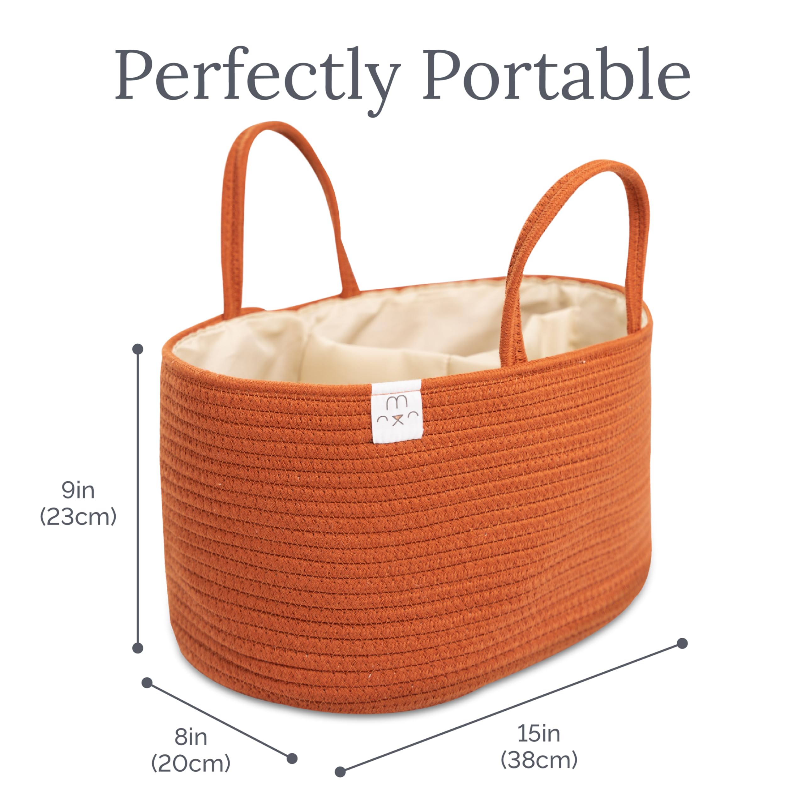 Natemia Diaper Caddy Organizer - Portable Rope Handles & 3 Compartments for Baby Items - Storage Basket for Newborn Essentials - Fits Spectra Breast Pump & Accessories - Registry Must Have (Beige)