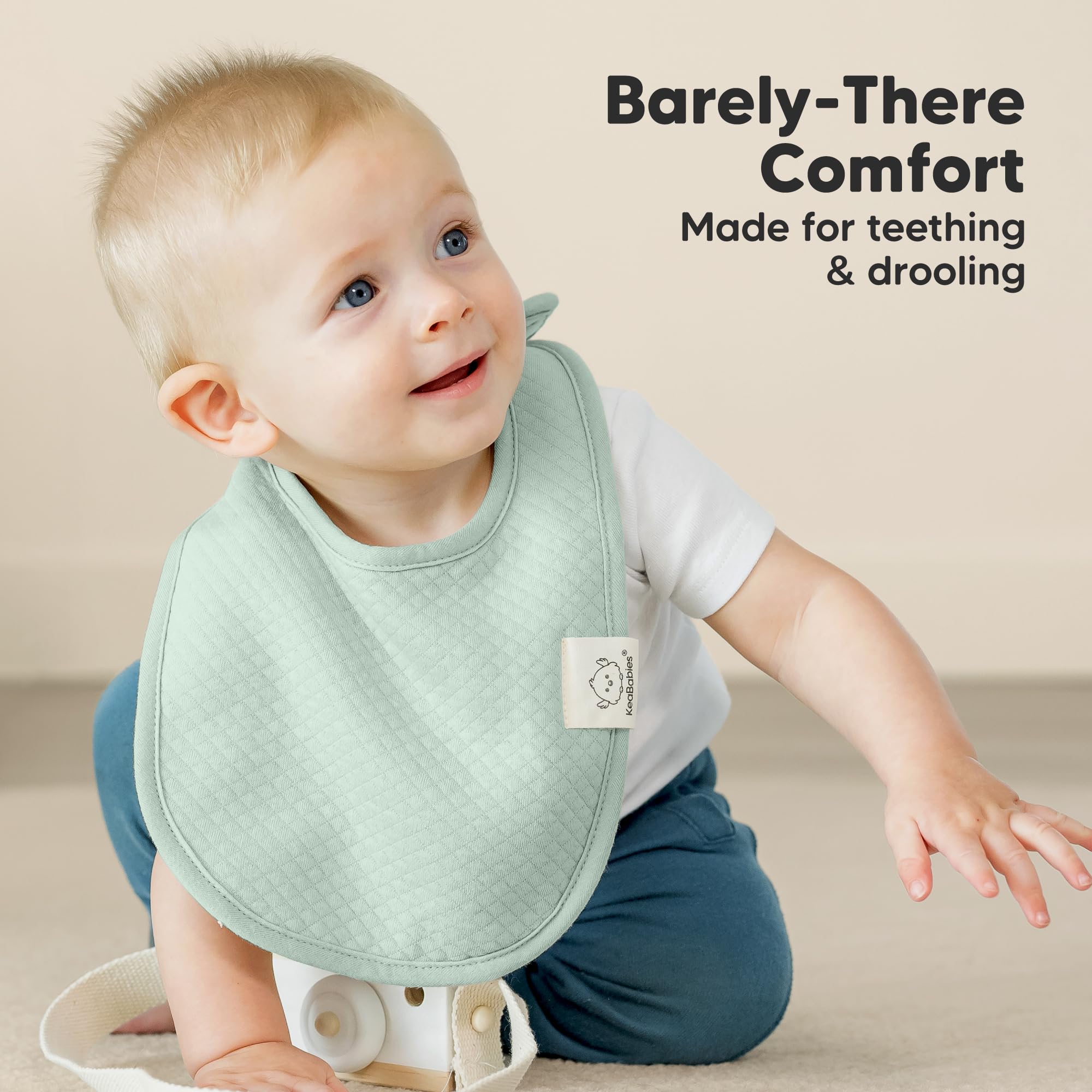 KeaBabies 8-Pack Baby Bibs for Drooling and Teething, Soft (Muted Pastel)
