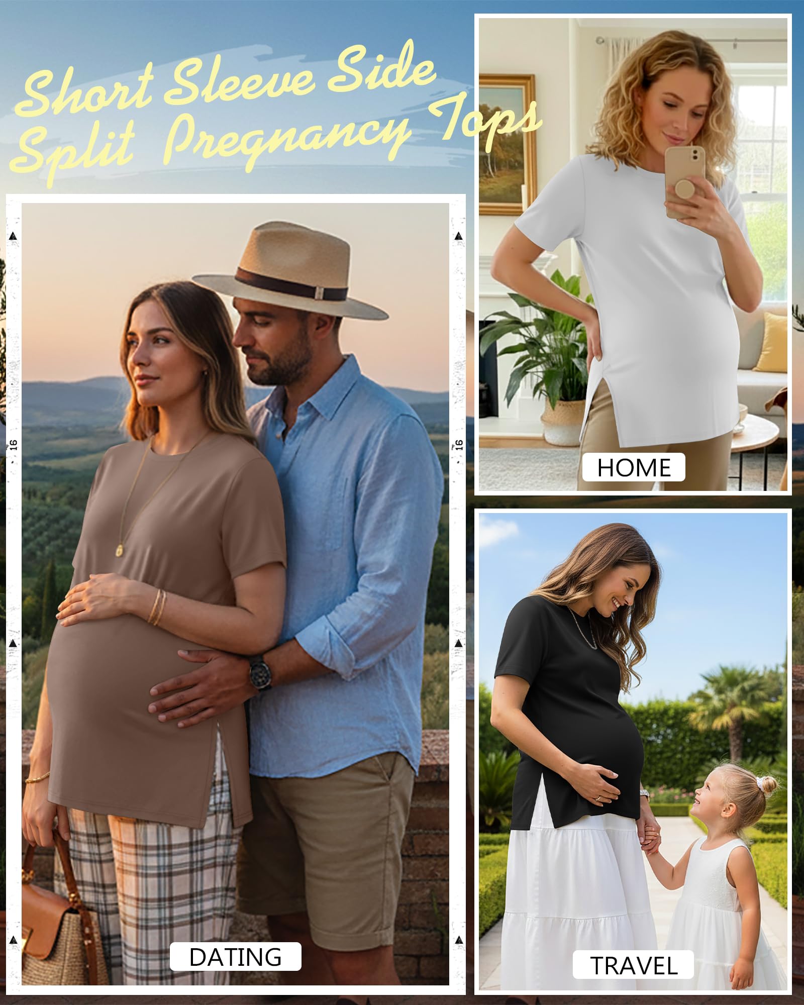 Ficerd 3 Pack Women's Maternity T Shirts, 3-Color, XX-Large