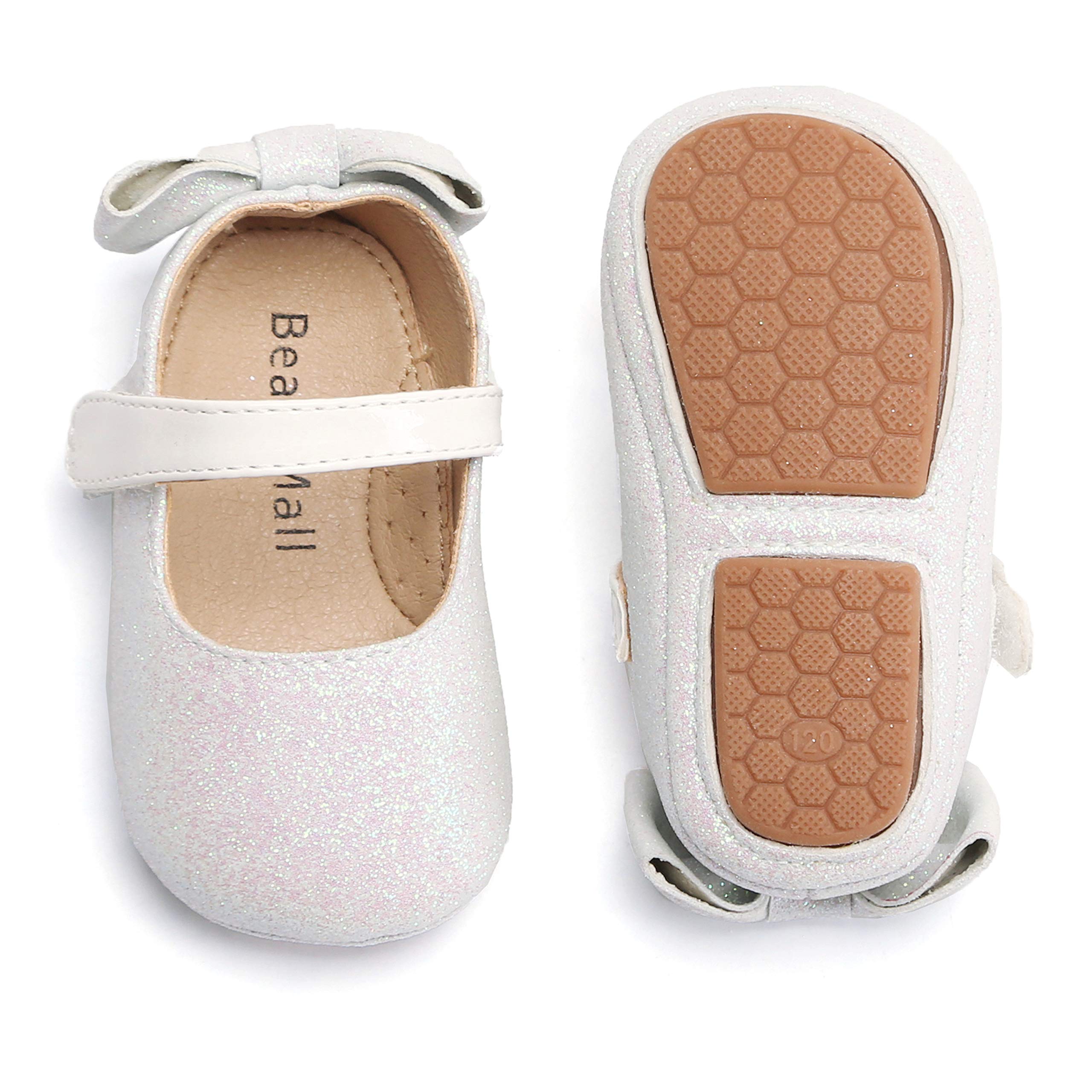 Felix & Flora White Baby Shoes Girl 12-18 Months - Infant Baby Walking Shoes Moccasinss Rubber Sole Crib Shoes(White,12-18 Months)