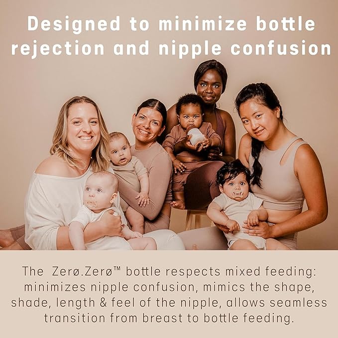 Suavinex Zero Zero Anti Colic Baby Bottle, No 1 Spanish Baby Bottle Brand, Minimizes Bottle Rejection & Nipple Confusion, Perfect for Combo Feeding, 2pk, 6oz/180mL, Deep Tone, Adaptable Flow Nipple