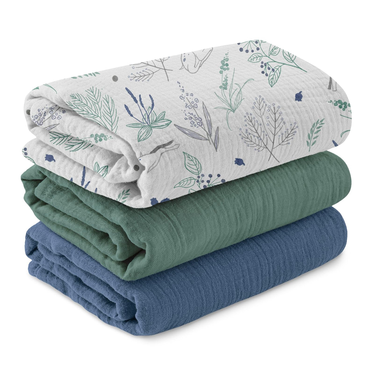 Muslin Swaddle Blankets for Newborn, 3 Pack Breathable Soft Receiving Blanket, Large 38 x 40 inches Swaddle Wrap Burping Clothes Diapers, Essentials Infant Shower Items, Toddler Gift (Cute Country)