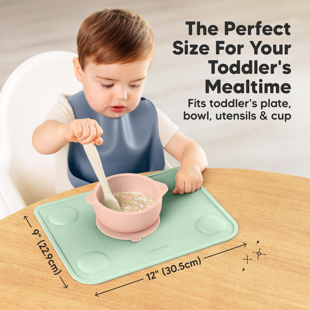 KeaBabies 2pk Silicone Placemats for Toddlers, Kids, Baby, 12x9 (Mellow, S)