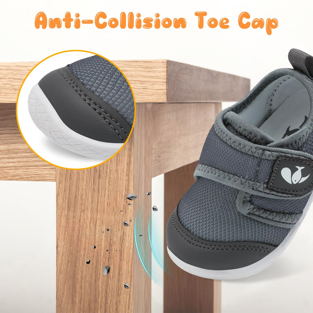 FEETCITY Unisex Baby Shoes Boys Girls Toddler Sneakers Slip On Infant First Walking Shoes Crib Shoe Grey