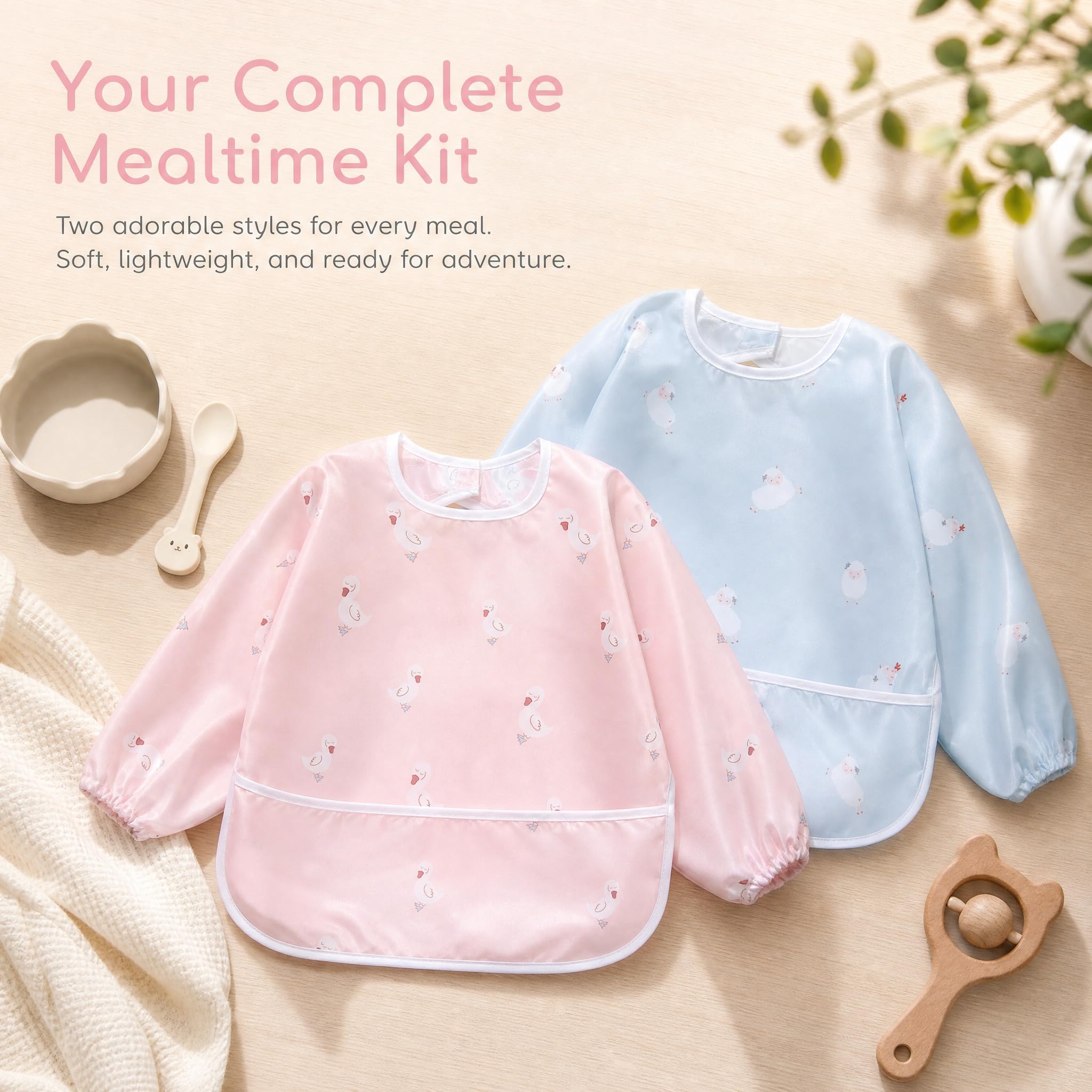 Little Dimsum Long Sleeve Bib for Baby Infant Toddler 6-36 Months