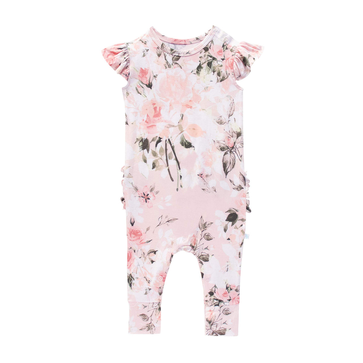 Posh Peanut Baby Girl Romper - Ruffled Capsleeve Henley Romper