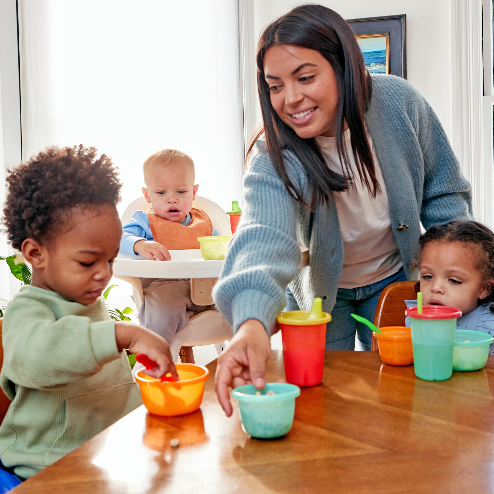 The First Years Take & Toss Spill Proof Sippy Cups - Rainbow Party Pack - Reusable Toddler Cups - Kids Cups and Snap On Lids for Ages 9 Months and Up - 20 Count