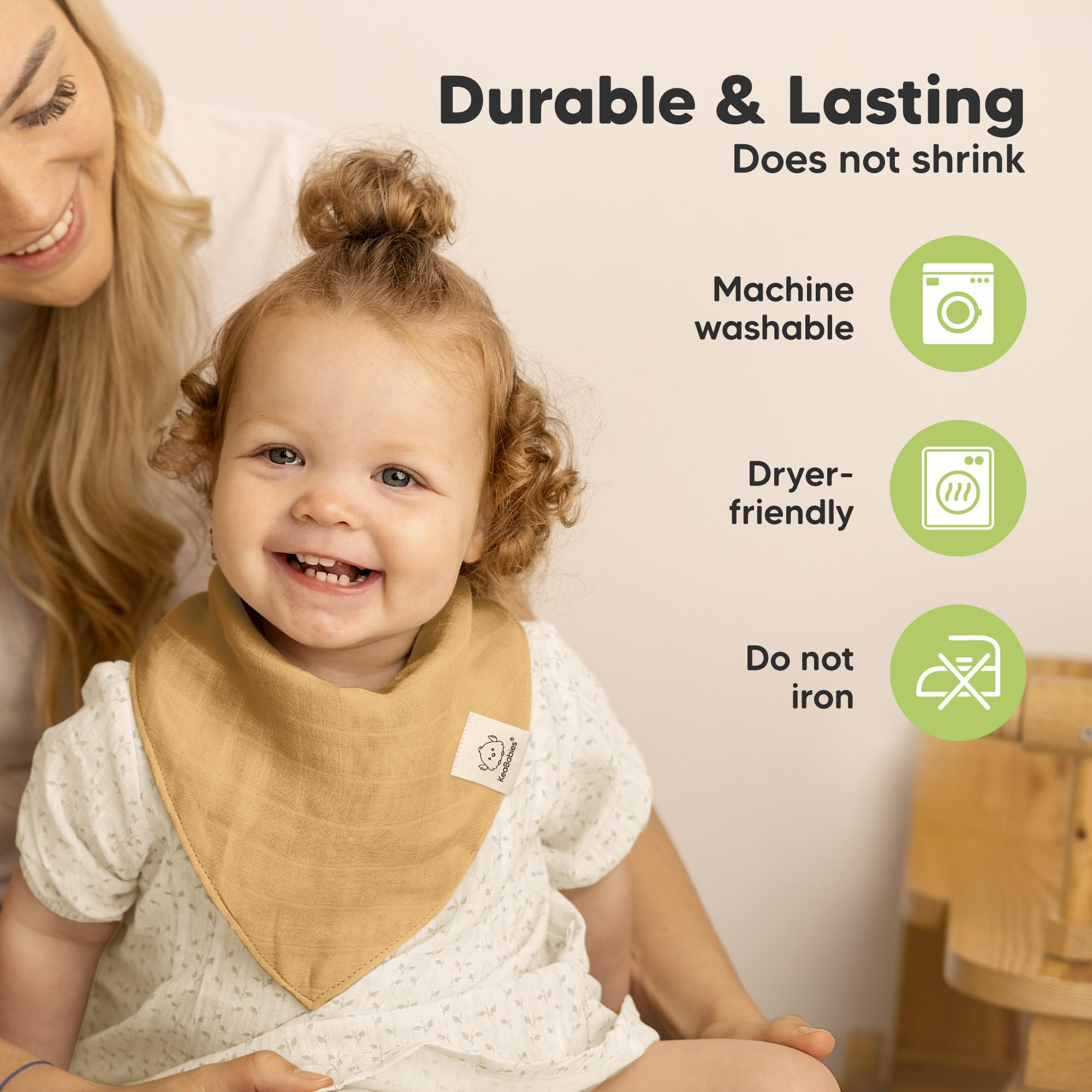 8-Pack Muslin Baby Bibs for Drooling, Teething Bandana Bibs 0-36M (Sahara)