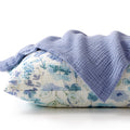 TILLYOU Muslin Toddler Pillowcase 2 Pack, 13x18 Soft Travel Cotton Pillow Case Kids for Boys and Girls, Blue Flower