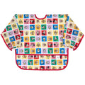 Bumkins Disney Sleeved Bib for Girl or Boy, Baby and Toddler for 6-24 Mos, Essential Must Have for Eating, Feeding, Baby Led Weaning Supplies, Long Sleeve Mess Saving, Mickey and Friends Check Mates