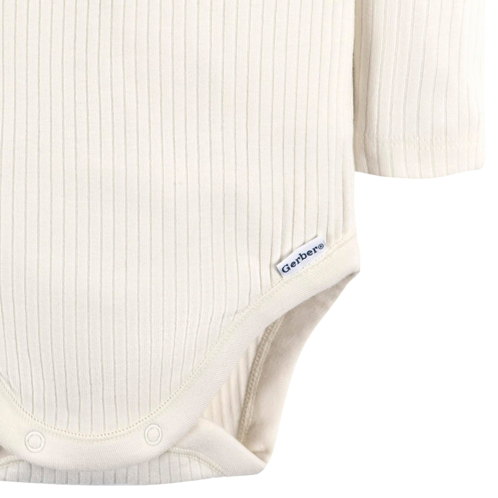 Gerber Baby Boys' 2-Pack Bodysuits, Ivory & Grey Heather, 12 Months